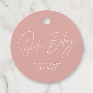 Étiquettes Cadeau Baby shower script moderne girly rose rose élégant