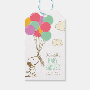 Étiquettes-cadeau Baby shower Snoopy et Balloons