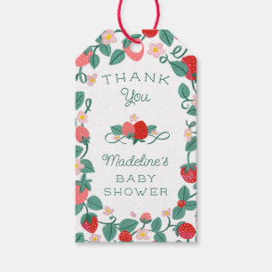 Étiquettes-cadeau Baby shower sucré aux fraises illustré