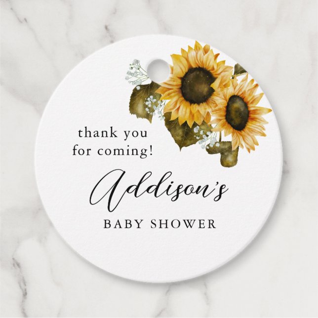 Étiquettes Cadeau Baby shower Sunflowers Boho (Devant)