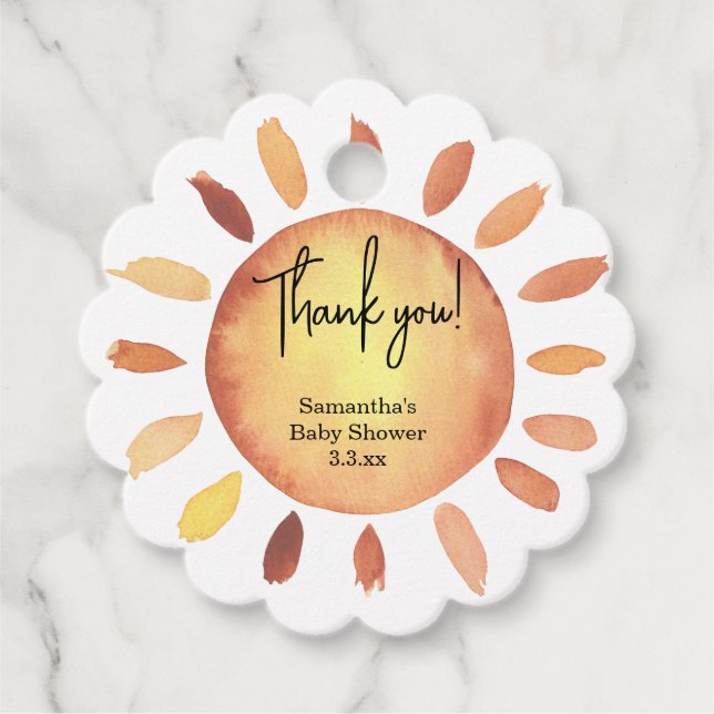 Étiquettes Cadeau Baby shower Sunshine (Devant)