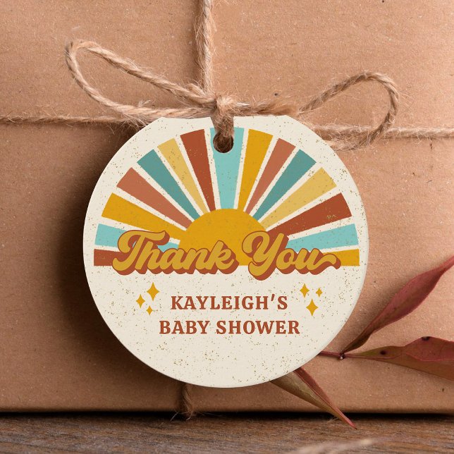 Étiquettes Cadeau Baby shower Sunshine Boho Retro (Créateur téléchargé)