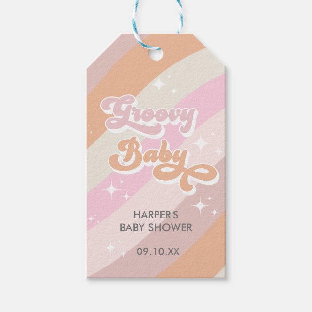 Étiquettes-cadeau Baby shower Super rose rétro (Devant)