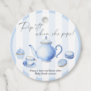 Étiquettes Cadeau Baby shower Tea Party - Ça va péter ! Quand elle v