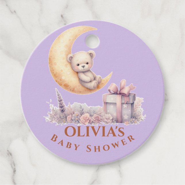 Étiquettes Cadeau Baby shower Teddy Pink Bear Girl (Devant)