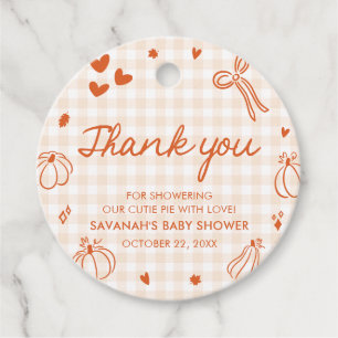 Étiquettes Cadeau Baby Shower « Une petite citrouille » dessinée à l