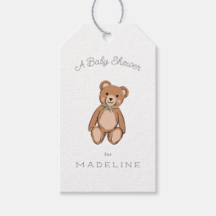 Étiquettes-cadeau Baby shower vert classique Teddy Bear Sage