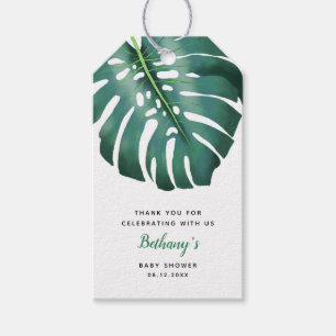 Étiquettes-cadeau Baby shower vert tropical moderne
