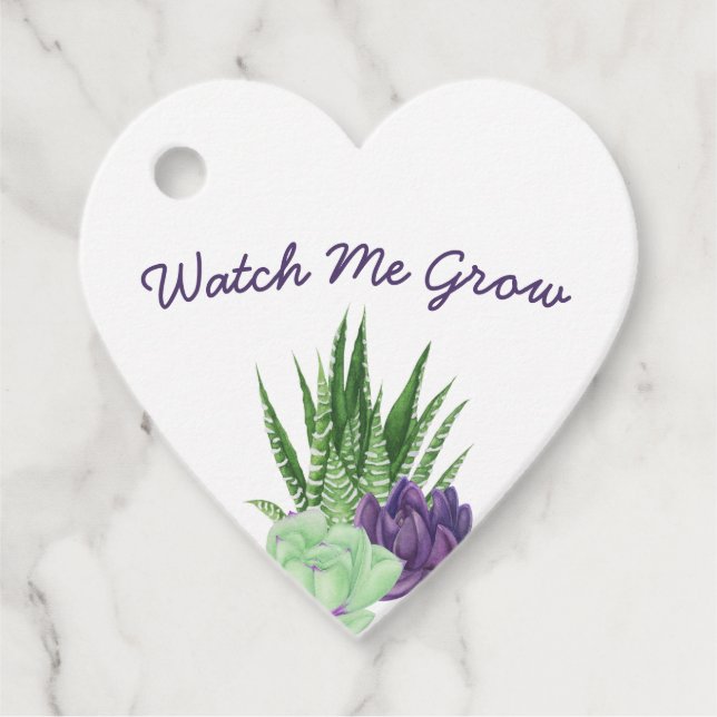 Étiquettes Cadeau Baby shower Watch Me Grow Succulents Merci (Devant)