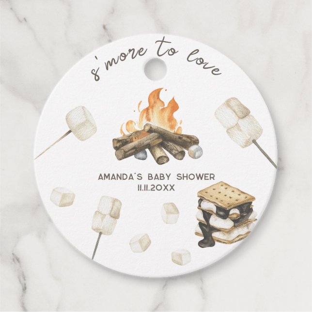 Étiquettes Cadeau Baby shower Watercolor S'more (Devant)