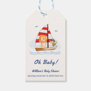 Étiquettes-cadeau Baby shower Whimsical Nautical Wild Lion