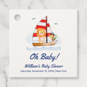 Étiquettes Cadeau Baby shower Whimsical Nautical Wild Lion