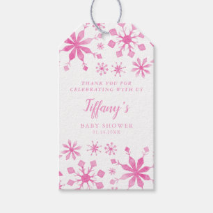 Étiquettes-cadeau Baby shower Whimsical Pink Winter Wonderland