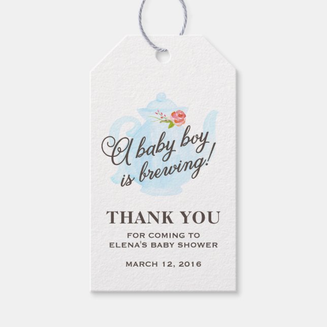 Étiquettes-cadeau Baby Tea Party | Balise Cadeau Baby shower Faveur  (Devant)
