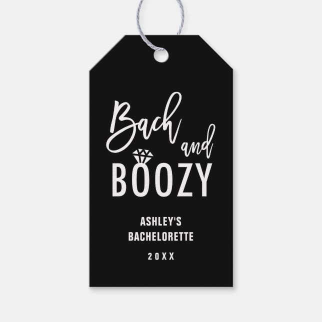 Étiquettes-cadeau Bach et Boozy Bachelorette Party Faveurs (Devant)