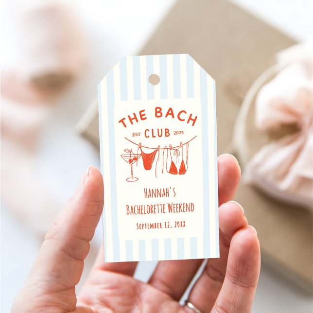 Étiquettes-cadeau Bachelorette à cocktail orange tiré à la main (Créateur téléchargé)