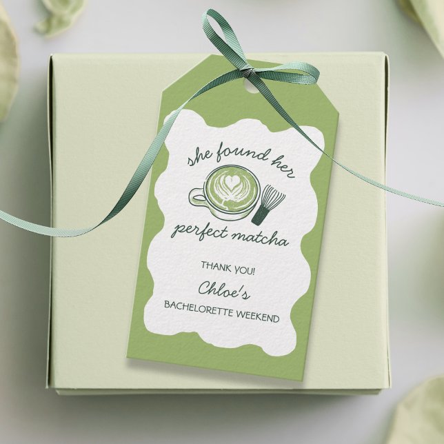 Étiquettes-cadeau Bachelorette parfaite Matcha Green Tea Cup & Whisk (Perfect Matcha Green Tea Cup & Whisk Bachelorette Gift Tags)