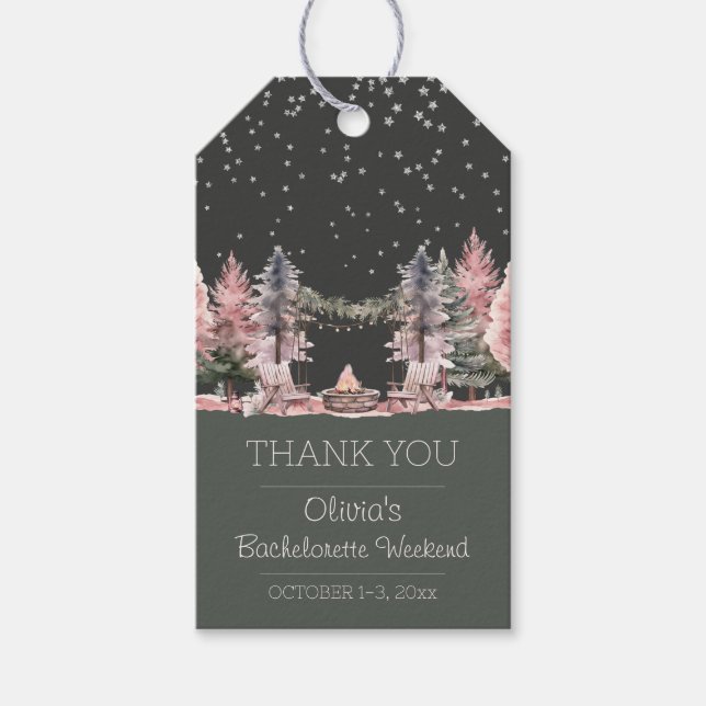 Étiquettes-cadeau Bachelorette Party Camping Week-end (Devant)