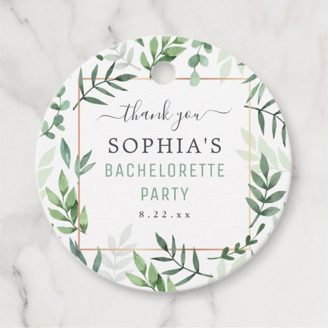 Étiquettes Cadeau Bachelorette Party Elegant Mariage aquarelle (Devant)