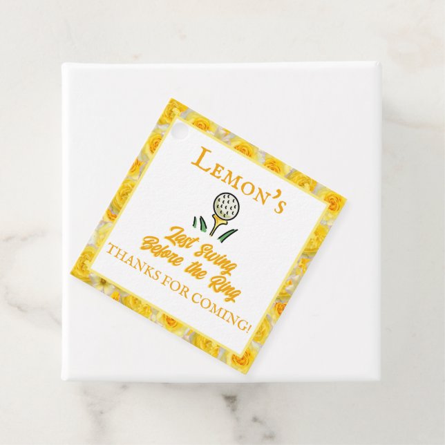 Étiquettes Cadeau Bachelorette Party Golf Lemon jaune Floral (En situation)