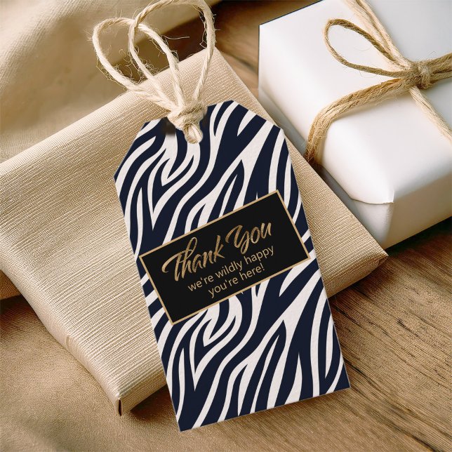 Étiquettes-cadeau Bachelorette très heureuse Merci Zebra BW ID1151 (Créateur téléchargé)