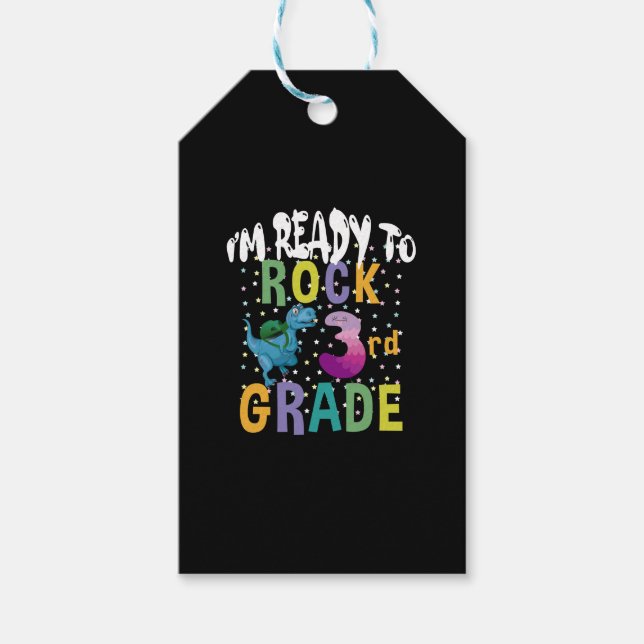 Étiquettes-cadeau Back to School I'm Ready To Crush 3Grade Dino (Devant)