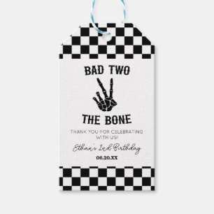 Étiquettes-cadeau Bad Two The Bone Skeleton 2e fête d'anniversaire