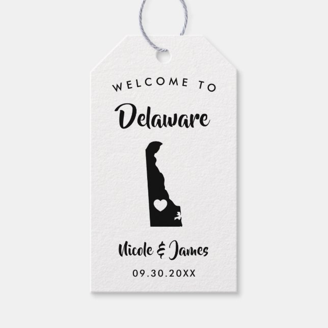 Étiquettes-cadeau Baguettes de bienvenue du Mariage Delaware, (Devant)