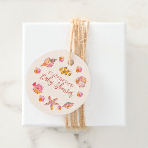 Étiquettes Cadeau Baignade de bébé fille Rose Créatures de la mer Pe