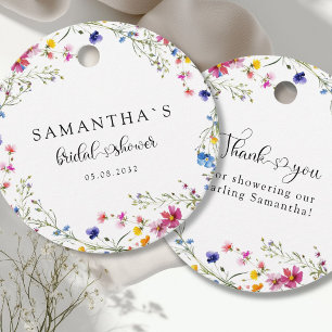 Étiquettes Cadeau Baigne de fleurs sauvages moderne pour mariage