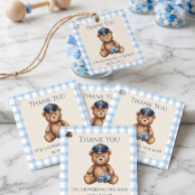 Bain de bébé ours en peluche policier à carreaux
