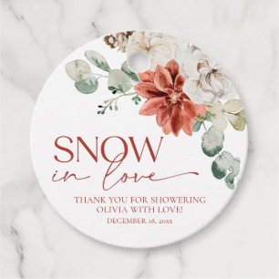 Étiquettes Cadeau Bain de neige rouge élégant en hiver d'amour Showe