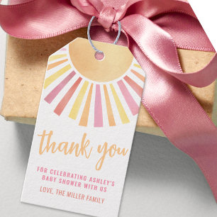 Étiquettes-cadeau Bain de soleil rose bébé Shower