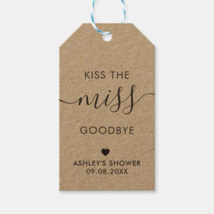 Étiquettes-cadeau Baiser la Fête des mariées Miss Adieu, Kraft