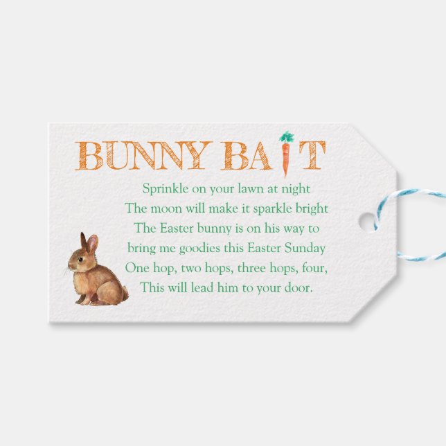 Étiquettes-cadeau Bait Bunny de Pâques (Devant (Horizontal))