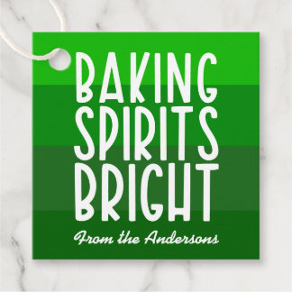 Étiquettes Cadeau Baking Spirits Bright Green Striped Christmas 