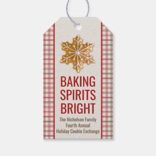 Étiquettes-cadeau Baking Spiritueux   Cookies de Noël Plaid
