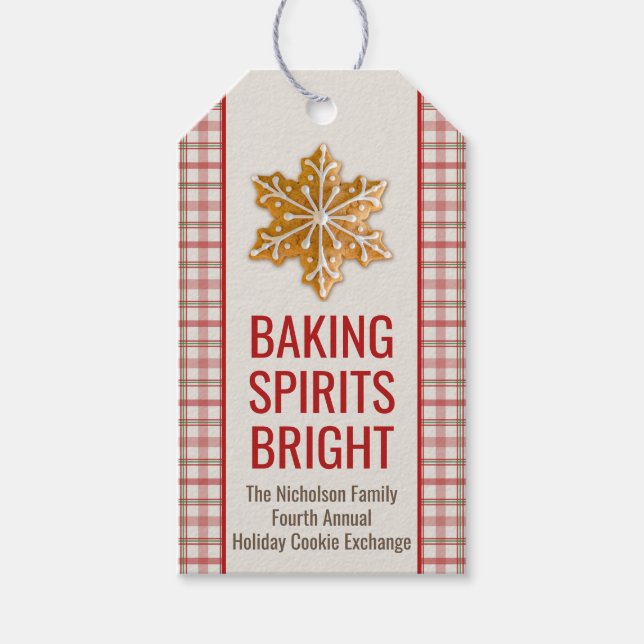 Étiquettes-cadeau Baking Spiritueux | Cookies de Noël Plaid (Devant)