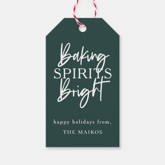 Étiquettes-cadeau Baking Spiritueux Vacances Vert (Devant)