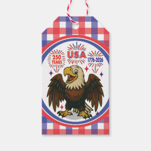 Étiquettes-cadeau Bald Eagle avec Fireworks - USA 250 ans 1776-2026