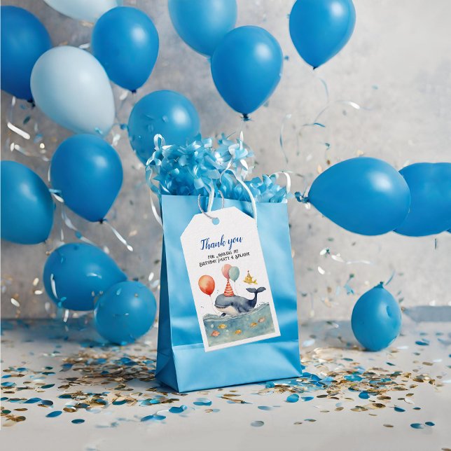 Étiquettes-cadeau Baleines faire un Merci d'anniversaire aux garçons (Créateur téléchargé)