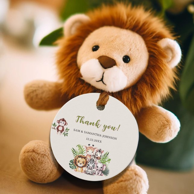 Étiquettes Cadeau Balise Adorable Baby shower Safari Merci Favor (Créateur téléchargé)