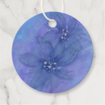 Balise Bleu Aquarelle Fleurs Rond Cadeau / Prix