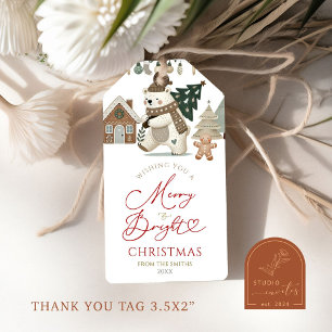 Étiquettes-cadeau Balise Boho Christmas Joyeux et Bright Gift