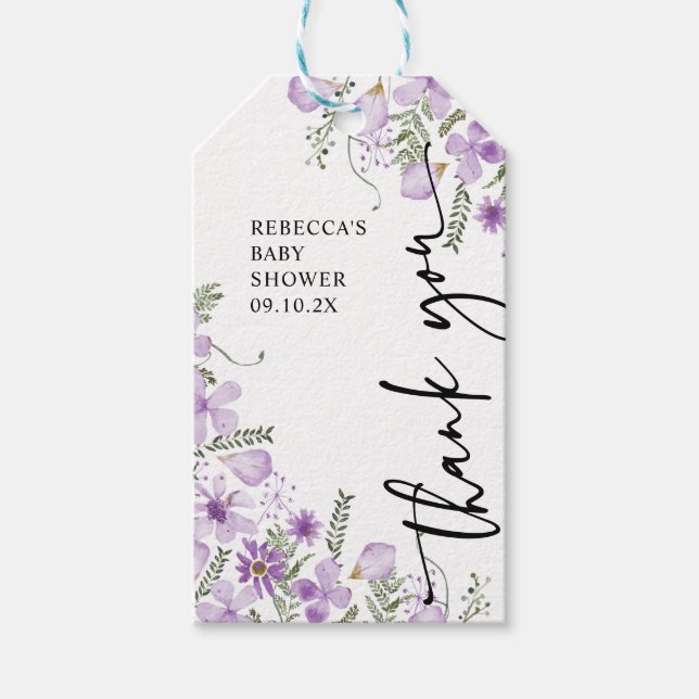 Étiquettes-cadeau Balise Boho Purple Baby shower Merci Faveurs (Devant)