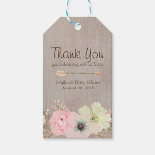Étiquettes-cadeau Balise Boho Rustic Baby ou Fête des mariées Favori