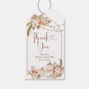 Étiquettes-cadeau Balise Boho Rustic Citrouille Fall in Love Merci