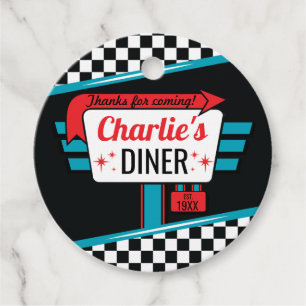 Étiquettes Cadeau Balise cadeau 1950's Diner Retro Anniversaire Favo