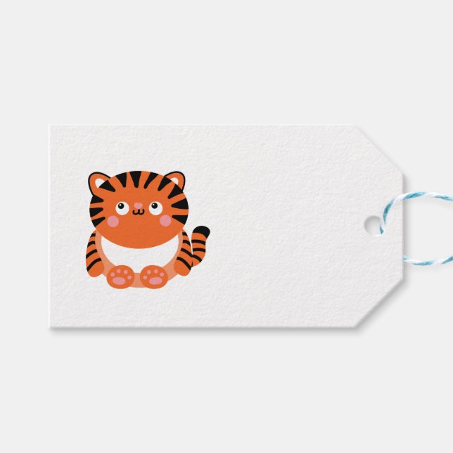 Étiquettes-cadeau Balise cadeau animal de style kawaii (Devant (Horizontal))
