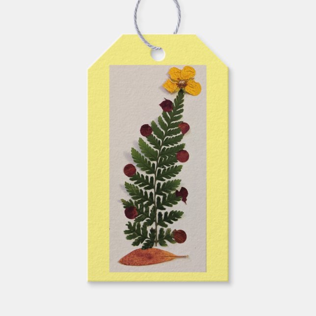 Étiquettes-cadeau Balise cadeau Arbre de Noël de la Fleur de Presse  (Devant)